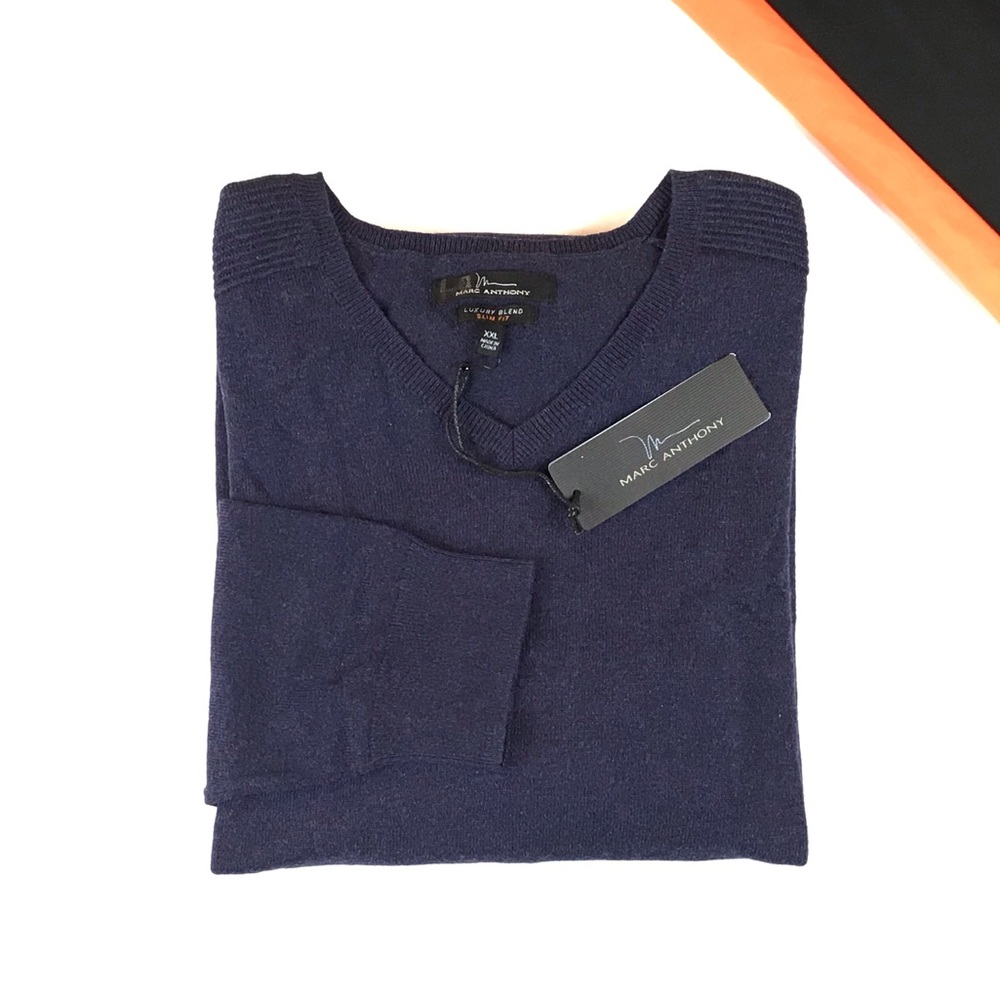 NEW Marc Anthony Luxury Blend Slim-fit V-Neck Sweater Size XXL